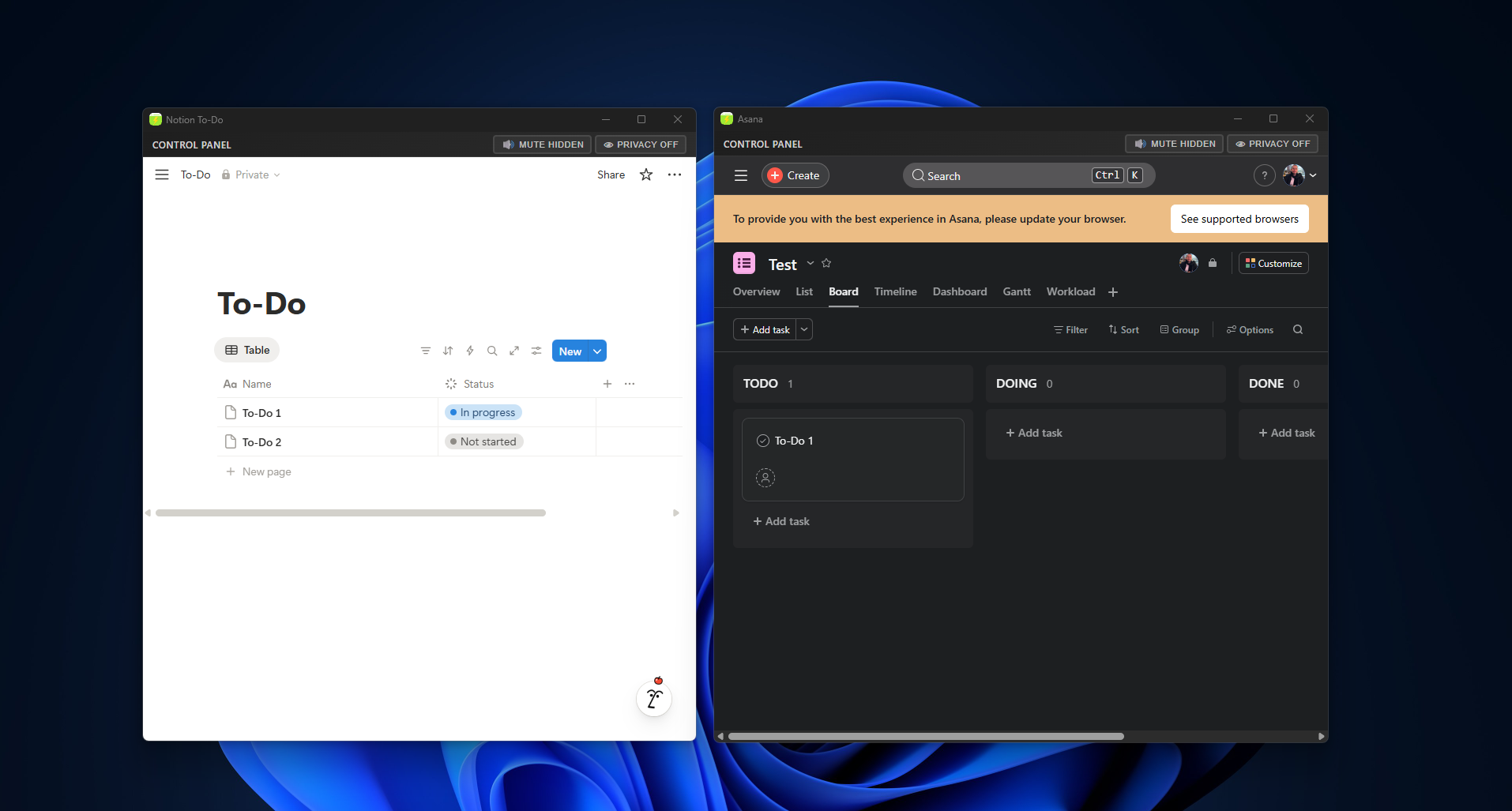 Task management in Snapps floating window